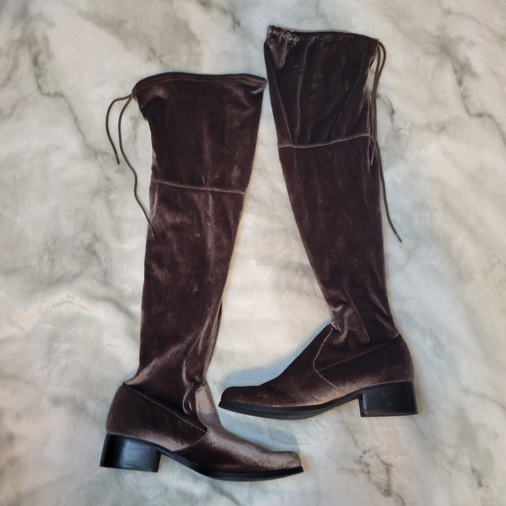 Charles By Charles David Chocolate Velvet Over-the-Knee Boots